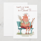 Cupid’s on break. Love, do it yourself. Feestdagenkaart (Voorkant / Achterkant)