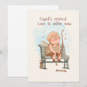 Cupid’s retired. Love is online now Feestdagenkaart (Voorkant / Achterkant)