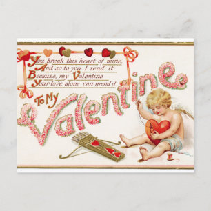 Cupid Sews Heart Valentijn Post Card Briefkaart