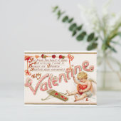 Cupid Sews Heart Valentijn Post Card Briefkaart (Staand voorkant)