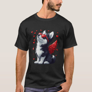 Cupid Siberische Husky Valentijnsdag Hond Liefhebb T-shirt