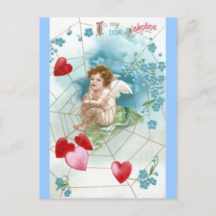 Cupid Snaring Hearts in Web Valentijn Feestdagenkaart