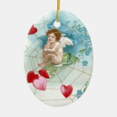 Cupid Snaring Hearts in webValentijn Keramisch Ornament (Voorkant)
