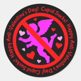 Cupid Sucks Happy Anti Valentiine Day Ronde Sticker