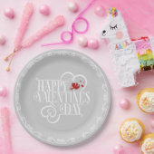 Cupid Typography Valentijnsdag White ID736 Papieren Bordje (Feest)