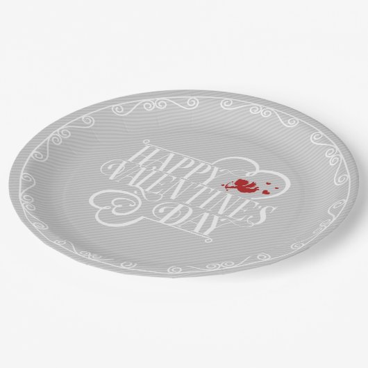 Cupid Typography Valentijnsdag White ID736 Papieren Bordje (Gekanteld)