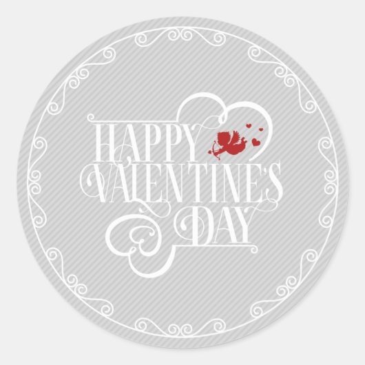 Cupid Typography Valentijnsdag White ID736 Ronde Sticker (Voorkant)