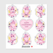 Cupid Unicorns voor Valentijnsdag Sticker (Vel)