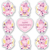 Cupid Unicorns voor Valentijnsdag Sticker (Voorkant)