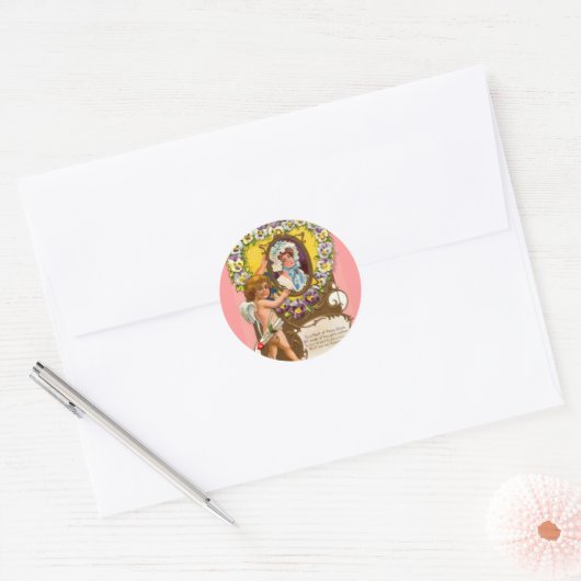 Cupid  Valentijn Day Ronde Sticker (Envelop)