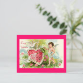 Cupid Valentijn Roze Briefkaart (Staand voorkant)