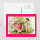 Cupid Valentijn Roze Briefkaart (Voorkant / Achterkant)