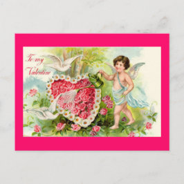 Cupid Valentijn Roze Briefkaart