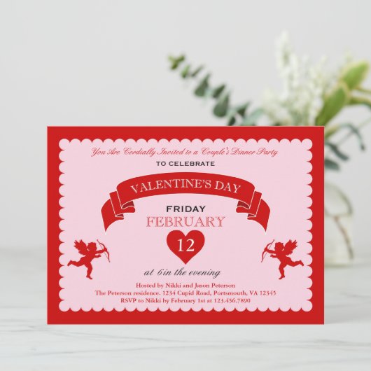 Cupid Valentijnsdag Invitation Kaart (Staand voorkant)