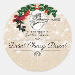 Cupid vork kerstkoekjes die op maat zijn gemaakt ronde sticker