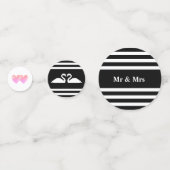 Cupid, zwanen op een zwarte en witte gestreepte br confetti (Voorkanten)