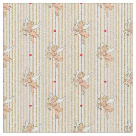 Cupïde engel op gouden strepen stof