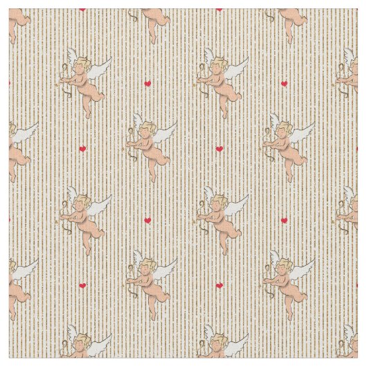 Cupïde engel op gouden strepen stof (Close Up)