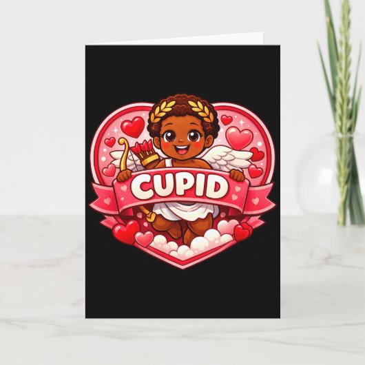 Cupido Afro-Amerikaanse Valentijn  Kaart (Voorkant)