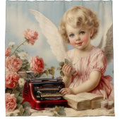 Cupido Angel schrijft een liefdesbrief Douchegordijn (Voorkant)
