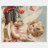 Cupido Angel schrijft een liefdesbrief Fleece Deken (Voorkant (Horizontaal))