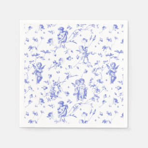 Cupido Angels Bloemblauw Wit Toile Servet