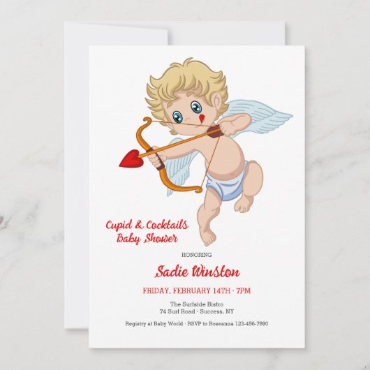 Cupido Baby shower Uitnodiging (Voorkant)