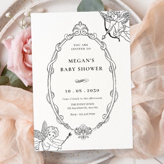 Cupido Barok lijst Art baby shower Kaart