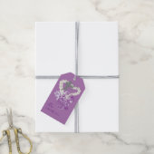 Cupido Bloemen Parels Hart Paarse Gift Label Cadeaulabel (Met Touw)