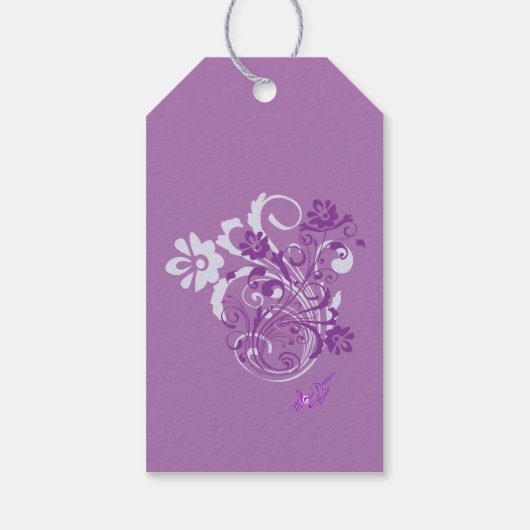 Cupido Bloemen Parels Hart Paarse Gift Label Cadeaulabel (Achterkant)