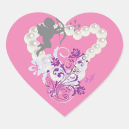 Cupido Bloemenparels Hart Roze Stickers