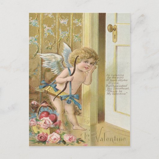 Cupido Bow Arrow Hart Rozen Roos Briefkaart (Voorkant)