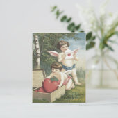 Cupido Cherub Angel Box Heart Valentijn Feestdagenkaart (Staand voorkant)