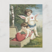 Cupido Cherub Angel Box Heart Valentijn Feestdagenkaart (Voorkant)