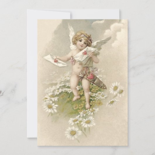 Cupido Cherub Angel Daisy bruiloft uitnodiging (Voorkant)