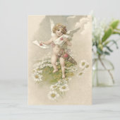 Cupido Cherub Angel Daisy bruiloft uitnodiging (Staand voorkant)