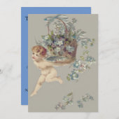 Cupido Cherub Angel Forget-Me-Not Kaart (Voorkant / Achterkant)