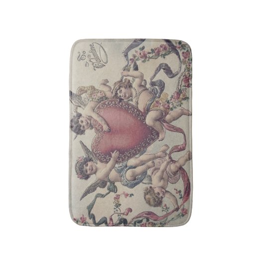 Cupido Cherub Engel Hart Bloemen Badmat (Voorkant Verticaal)