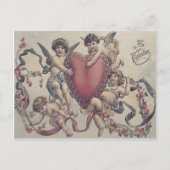Cupido Cherub Engel Hart Bloemen Briefkaart (Voorkant)