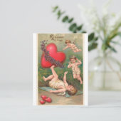  Cupido Cherub Red Hearts Valentijn Feestdagenkaart (Staand voorkant)
