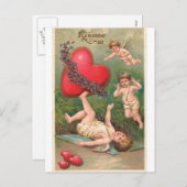  Cupido Cherub Red Hearts Valentijn Feestdagenkaart (Voorkant / Achterkant)