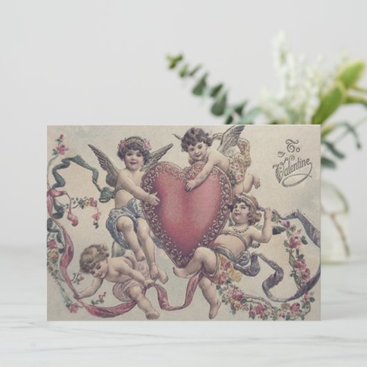 Cupido Cherubijn Engel Hart Trouwkaart Kaart (Staand voorkant)