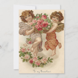 Cupido Cherubijn Engel Mand Rozen Trouwkaart Kaart