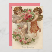 Cupido Cherubijn Engel Mandje Rozen Trouwkaart Kaart (Voorkant / Achterkant)