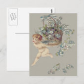 Cupido Cherubijn Engel Vergeet-mij-nietje Briefkaart (Voorkant / Achterkant)