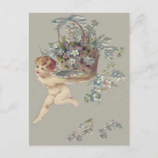 Cupido Cherubijn Engel Vergeet-mij-nietje Briefkaart (Voorkant)