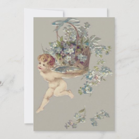 Cupido Cherubijn Engel Vergeet-mij-nietje Kaart (Voorkant)