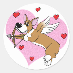 Cupido Corgi-Stickers Ronde Sticker