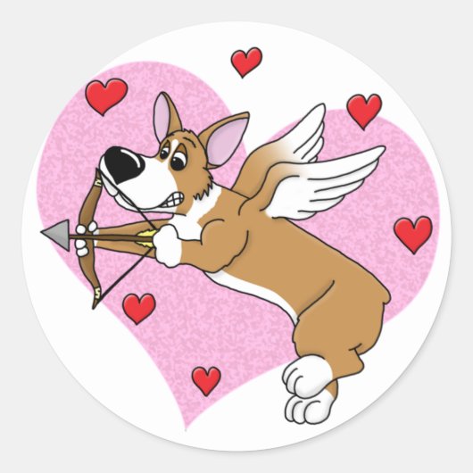 Cupido Corgi-Stickers Ronde Sticker (Voorkant)