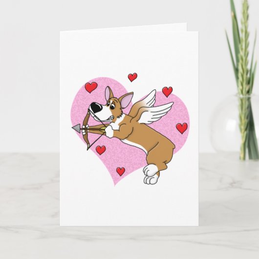 Cupido Corgi Valentijnsdag Kaart (Voorkant)